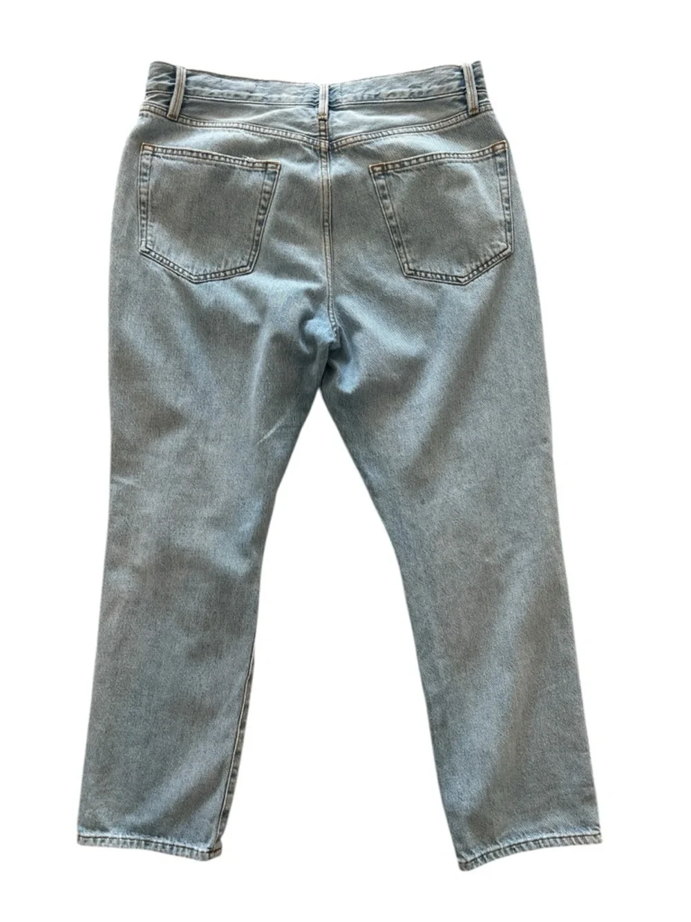 FRAME Distressed Light Washed Blue Denim Straight Leg Cropped Jeans- Size 31 - Picture 2 of 6